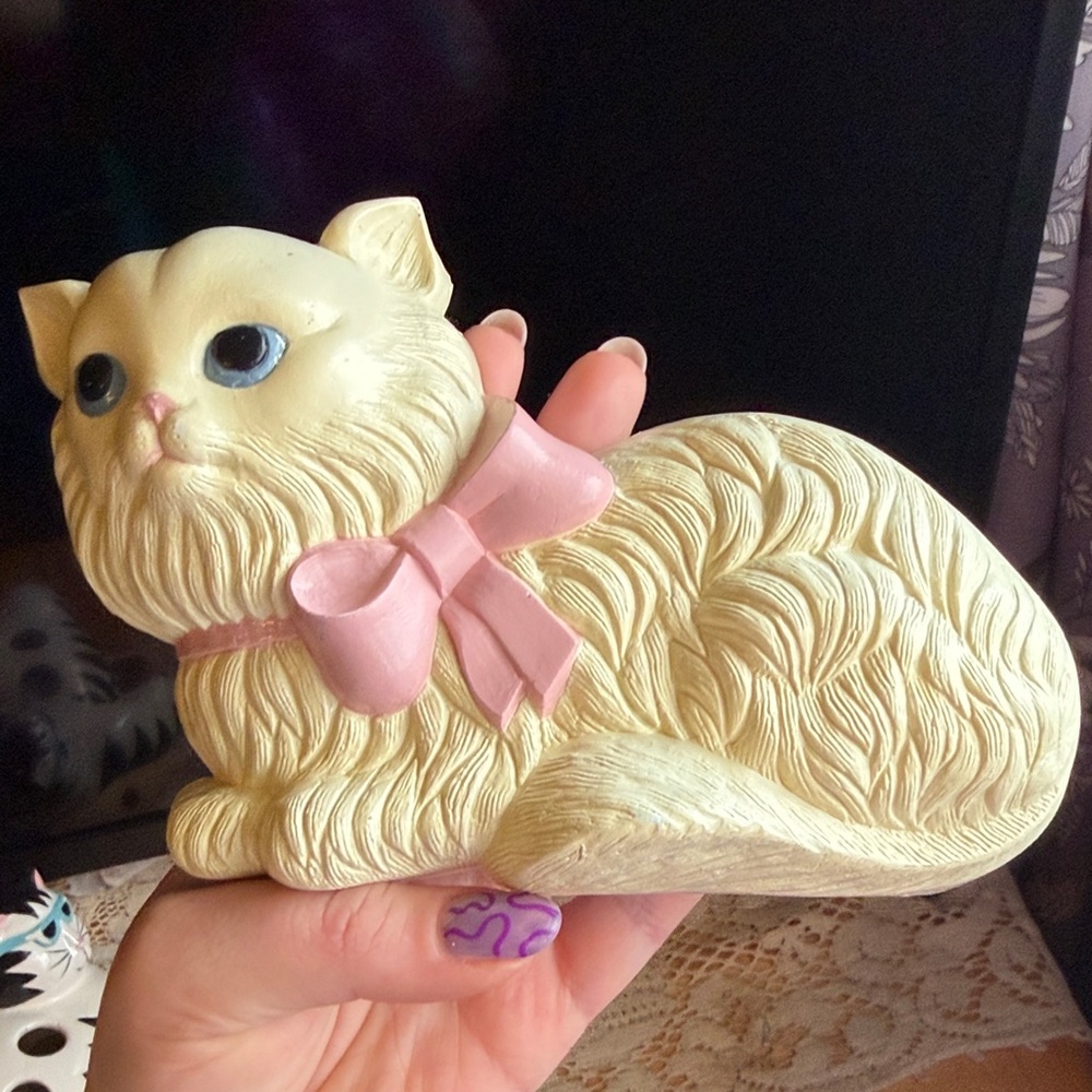 Home Interiors Cat wall hanger with Pink Bow
